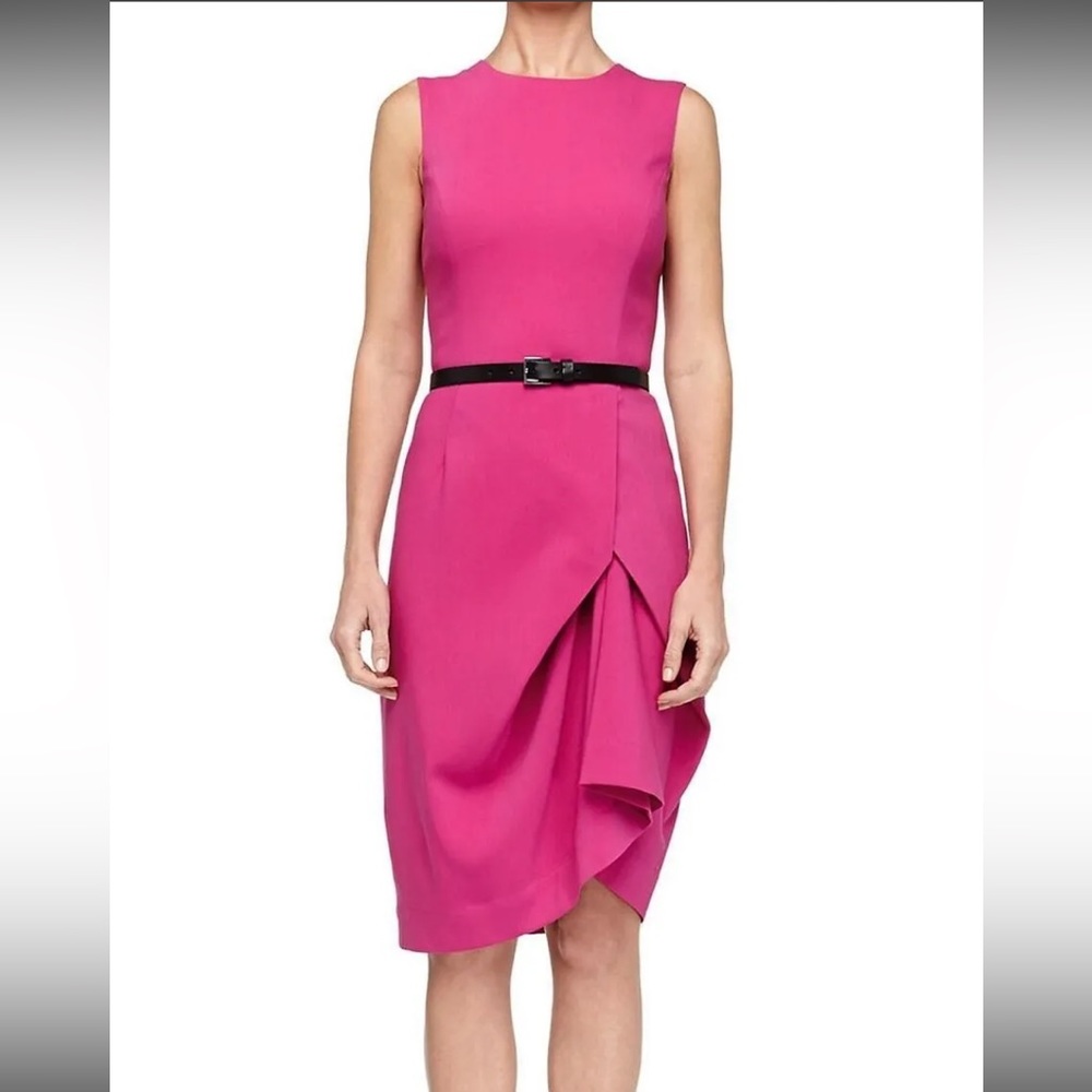 Michael Kors Tissue Origami Belted Pink Wool‎ Dress Sz. 6